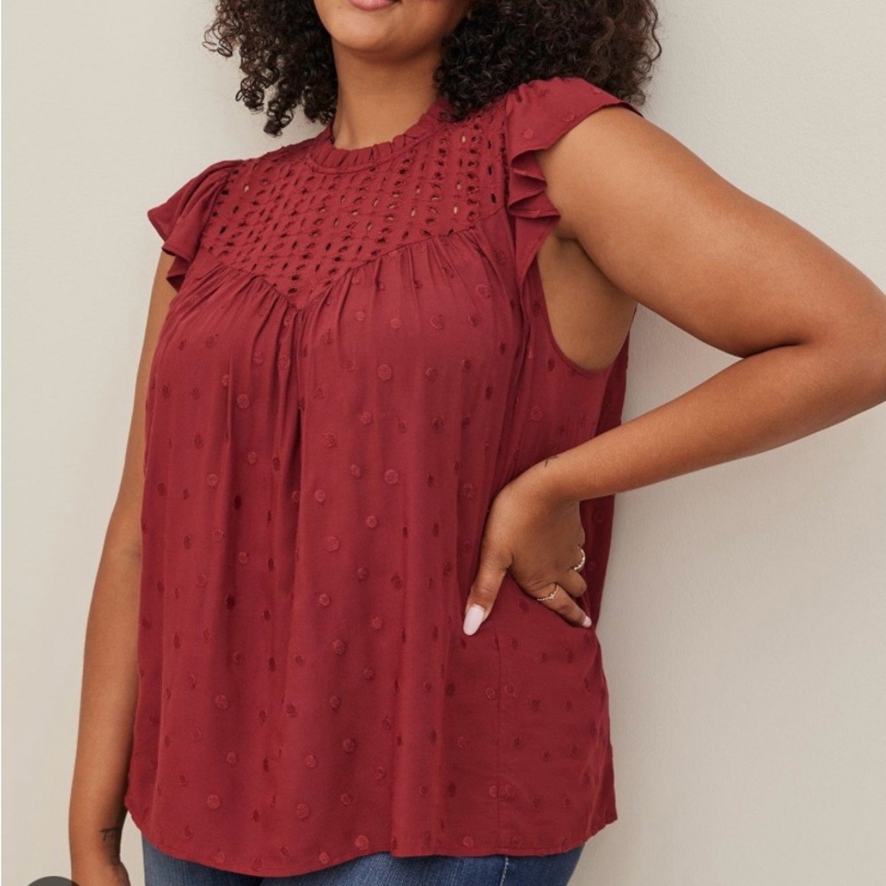 Torrid Eyelet Ruffle Sleeve Top - Picture 2 of 10